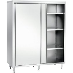 Upright Pan cupboard Stainless steel Sliding doors 3 shelves 1200x500x1800mm | Adexa GSK12518SM