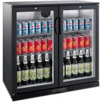 Back bar cooler 2 hinged doors 220 litres Black, height 850mm | Adexa BC02PP85