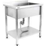 Commercial Pot Wash Sink Stainless steel 1 bowl Splashback Bottom shelf 1200x700x900mm Square legs | Adexa PSA12070U