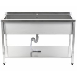 Commercial Pot Wash Sink Stainless steel 1 bowl Splashback Bottom shelf 1400x600x900mm Square legs | Adexa PSA14060U