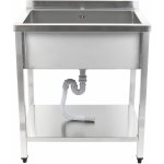 Commercial Pot Wash Sink Stainless steel 1 bowl Splashback Bottom shelf 800x700x900mm Square legs | Adexa PSA8070U