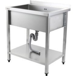 Commercial Pot Wash Sink Stainless steel 1 bowl Splashback Bottom shelf 800x600x900mm Square legs | Adexa PSA8060U