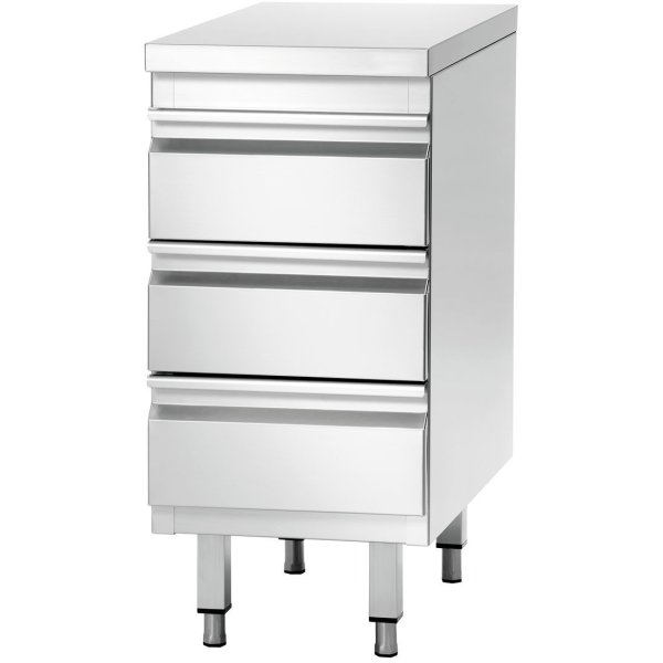 Commercial drawer cabinet Stainless steel 3 drawers Width 500mm Depth 600mm | Adexa THSS3R56