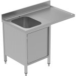 Commercial Sink for dishwashers with Cupboard 1 bowl Left Splashback 1200mm Depth 600mm | Adexa THSSR126SBL1