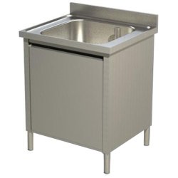 Commercial Sink with Cupboard Stainless steel 1 bowl Splashback Width 600mm Depth 700mm | Adexa VSC67BS