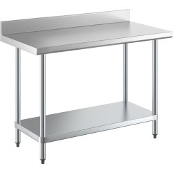 Commercial Stainless Steel Work Table Bottom shelf Upstand 1200x700x900mm | Adexa WT70120GB