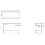 Commercial Work table Stainless steel Bottom shelf 1500x600x900mm | Adexa WTG600X1500
