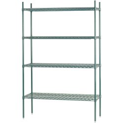 Commercial Shelving unit 4 tier 1000kg Width 900mm Depth 600mm Green Zink & Epoxy wire | Adexa ZG9060180A4