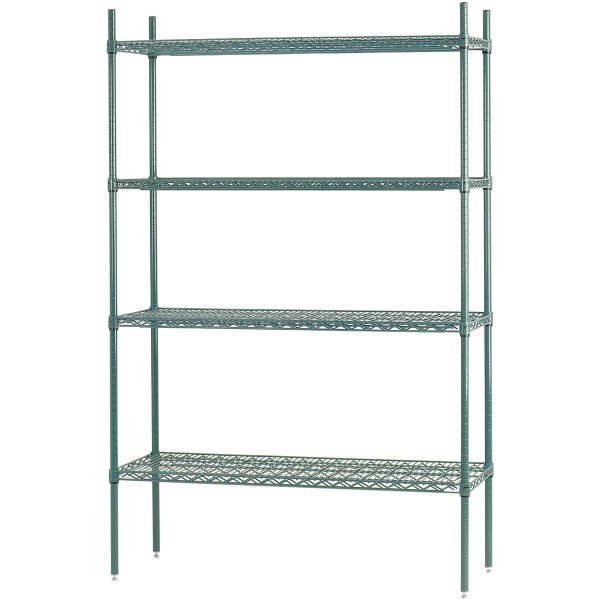 Commercial Shelving unit 4 tier 1000kg Width 900mm Depth 450mm Green Zink & Epoxy wire | Adexa ZG9045180A4