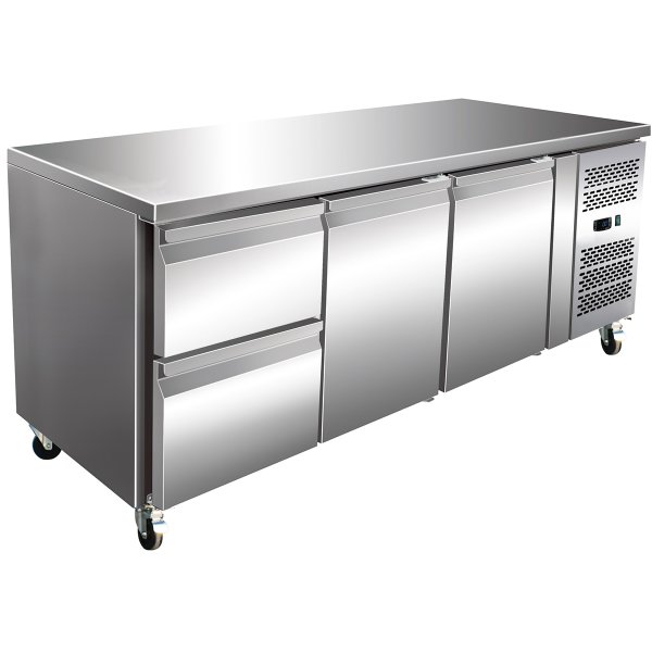 Commercial Refrigerated Counter with Upstand 2 doors 2 Drawers Depth 700mm | Adexa THP3120TN