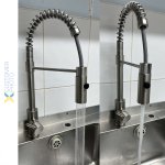 Kitchen Sink Mixer Tap Pullout spray spout Single lever Stainless steel | Adexa 3047109