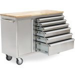 Professional Stainless Steel Rolling Tool Cabinet 1 door 6 drawers 1355x482x880mm | Adexa 482038AS