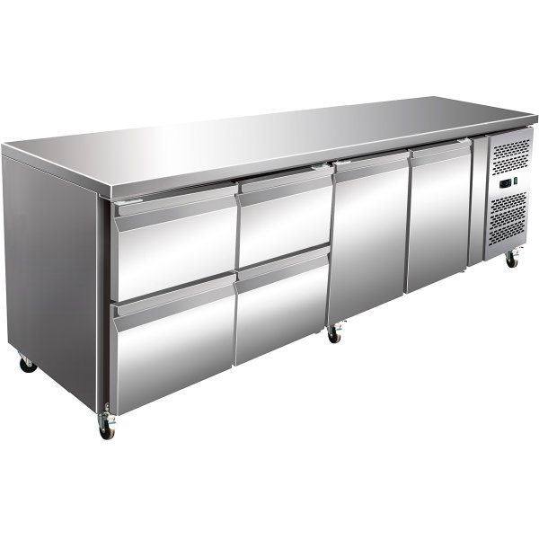 Commercial Refrigerated Counter 2 doors 4 drawers Depth 700mm | Adexa THP4140TN