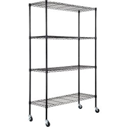 Commercial Shelving Unit 4 Tier with Wheels 1000kg Width 1200mm Depth 450mm Black Wire | Adexa AMJ492