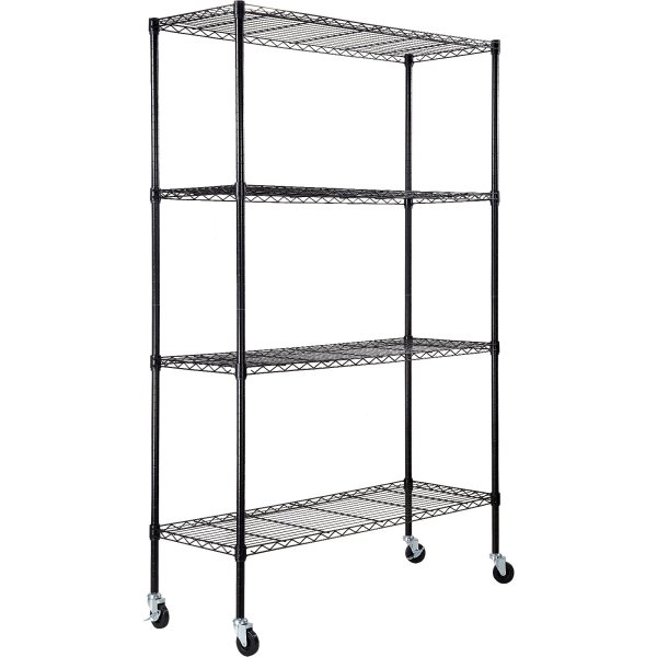 Commercial Shelving Unit 4 Tier with Wheels 1000kg Width 1500mm Depth 600mm Black Wire | Adexa AMJ504