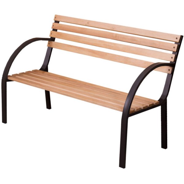 Garden Bench 1220mm Natural with Black Frame| Adexa 572196