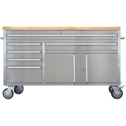 Professional Stainless Steel Rolling Tool Cabinet 2 door 6 drawers 1644x482x904mm | Adexa 602038AS