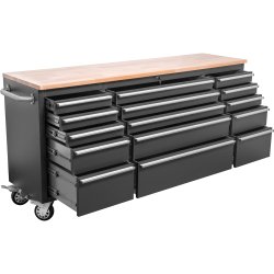 Professional Black Steel Rolling Tool Cabinet 15 drawers 1826x486x905mm | Adexa 722038A