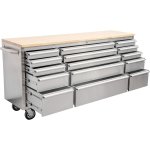 Professional Stainless Steel Rolling Tool Cabinet 15 drawers 1826x486x905mm | Adexa 722038AS