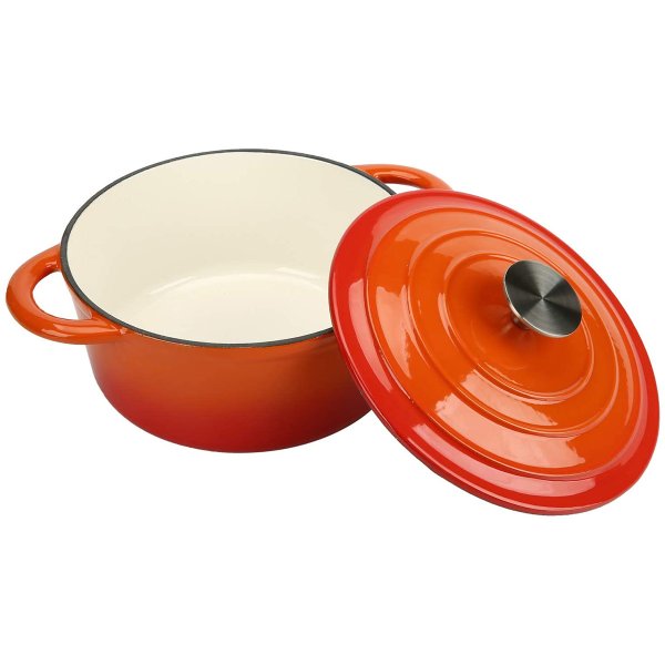 Enameled Cast iron Casserole Dish Round Orange ø26cm 5 litres | Adexa A26DQO