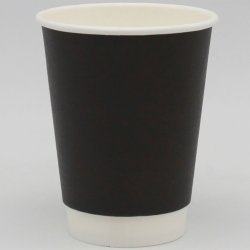 500pcs Compostable Coffee Cups Double wall 12oz/355ml Black | Adexa BDW12OZ