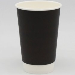 500pcs Compostable Coffee Cups Double wall 16oz/473ml Black | Adexa BDW16OZ