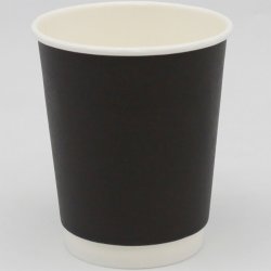 500pcs Compostable Coffee Cups Double wall 8oz/237ml Black | Adexa BDW8OZ