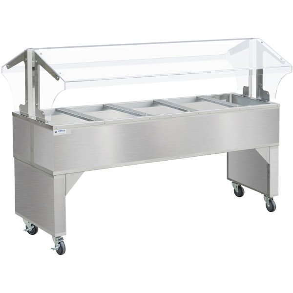 Salad Bar and Neutral Buffet Display with  Sneeze Guard Stainless steel 5 x GN 1/1 capacity | Adexa BICT52073OB