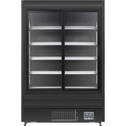 Wall Cabinet Multi Deck Refrigerator Double Sliding Door Black 1520x800x2000mm | Adexa BLF1580G