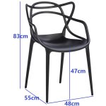 Bistro Dining Arm Chair Plastic Black Indoors & Outdoors | Adexa WW023BLACK