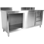 Commercial Worktop Floor Cupboard 3 drawers Right 2 sliding doors Stainless steel 1800x700x850mm Upstand | Adexa VTC187R3B