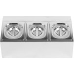 Commercial Condiment Holder including 3xGN1/6-100mm pans & lids | Adexa CHD03A