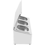 Commercial Condiment Holder with lid including 3xGN1/6-100mm containers Stainless steel | Adexa CHD03AFL