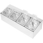 Commercial Condiment Holder including 4xGN1/6-100mm pans & fliptop lids | Adexa CHD04APCFL