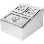 Commercial Condiment Holder including 2xGN1/6-100mm & 1xGN1/3-100mm containers with lids Stainless steel | Adexa CHD04B2