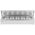 Commercial Condiment Holder with lid including 6xGN1/6-100mm containers Stainless steel | Adexa CHD06AFL