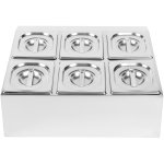 Commercial Condiment Holder including 6xGN1/6-100mm pans & lids | Adexa CHD06B