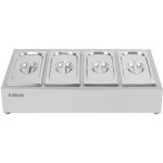 Commercial Condiment Holder including 4xGN1/4-100mm containers with lid Stainless steel | Adexa CHE04A