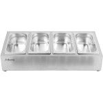 Commercial Condiment Holder including 4xGN1/4-100mm containers with lid Stainless steel | Adexa CHE04A