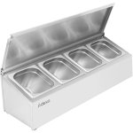 Commercial Condiment Holder with lid including 4xGN1/4-150mm containers Stainless steel | Adexa CHE04ADFL