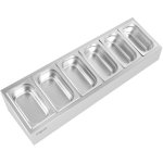 Commercial Condiment Holder including 6xGN1/4-150mm containers with lid Stainless steel | Adexa CHE06AD