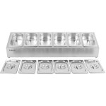 Commercial Condiment Holder including 6xGN1/4-100mm containers with lid Stainless steel | Adexa CHE06A