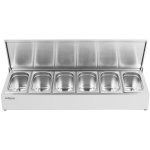 Commercial Condiment Holder with lid including 6xGN1/4-150mm containers Stainless steel | Adexa CHE06ADFL