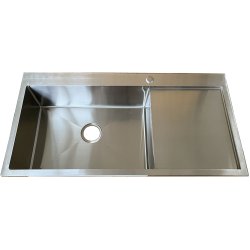Overmount Single Basin Sink Stainless Steel with drainboard 1000x510x175mm | Adexa CHMS10051