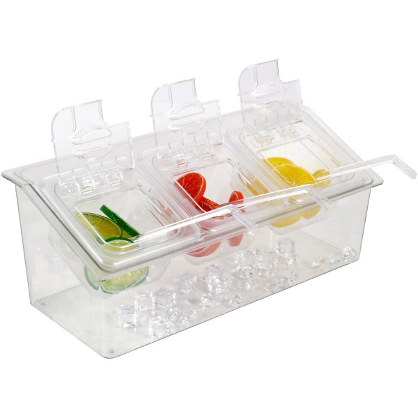 Chilled Condiment Holder including 3xGN1/6-150mm containers with lid Plastic | Adexa CHP06BD