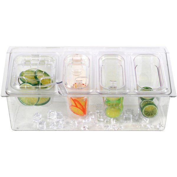 Chilled Condiment Holder including 1xGN1/6+3xGN1/9-100mm containers with lid Plastic | Adexa CHP06B2