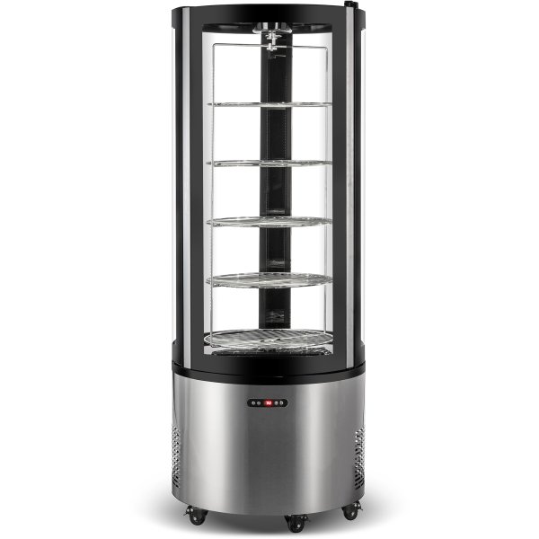 Refrigerated Rotating Round Display Case 360L Stainless Steel & Black | Adexa CL400R1