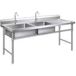 Commercial Double Sink Stainless steel 1400x600x900mm 2 bowl left Splashback | Adexa DBS14060LEFT