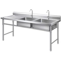 Commercial Double Sink Stainless steel 1400x600x900mm 2 bowl right Splashback | Adexa DBS14060RIGHT