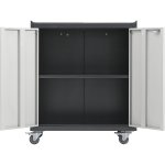 Commercial Storage Cabinet with wheels 2 Doors Grey Steel 770x460x900mm | Adexa DL1